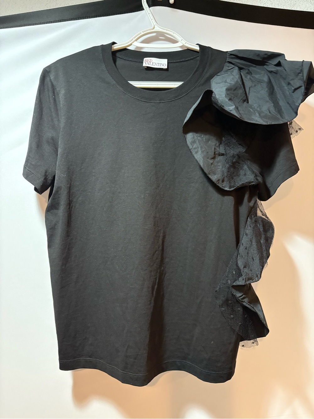 RED Valentino Black Crewneck Tee with Branded Tag